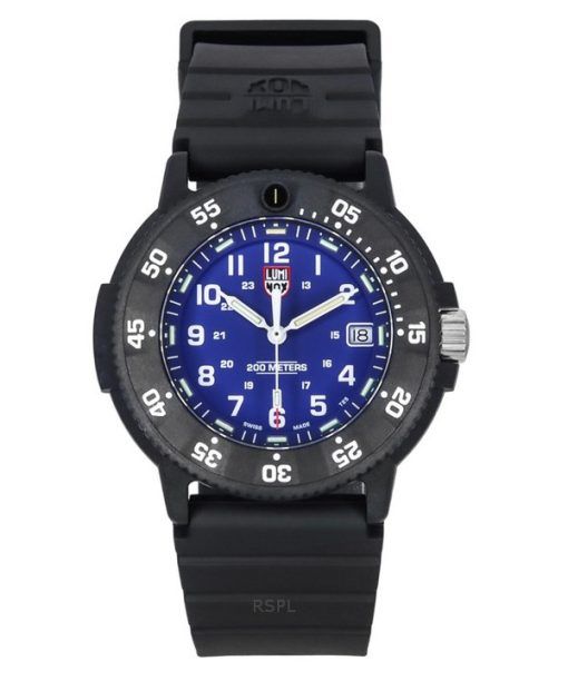 Luminox Original Navy Seal EVO 고무 스트랩 블루 다이얼 쿼츠 다이버 XS.3003.EVO 200M 남성용 시계