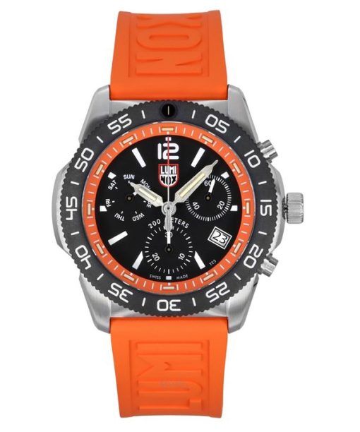 Luminox Pacific 다이버 크로노그래프 고무 스트랩 블랙 다이얼 쿼츠 XS.3149 200M 남성용 시계