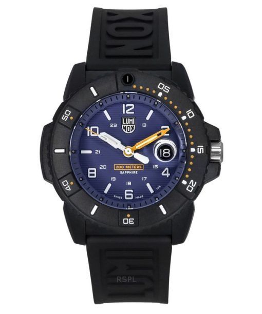 Luminox Navy Seal Foundation 고무 스트랩 블루 다이얼 쿼츠 다이버 XS.3602.NSF 200M 남성용 시계