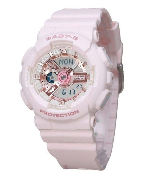 Casio Baby-G 아날로그 디지털 아쿠아 플래닛 콜라보레이션 핑크 바이오 기반 레진 쿼츠 BA-110AQ-4A 200M 여성용 시계