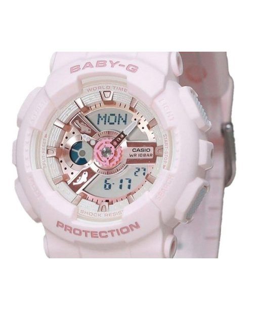 Casio Baby-G 아날로그 디지털 아쿠아 플래닛 콜라보레이션 핑크 바이오 기반 레진 쿼츠 BA-110AQ-4A 200M 여성용 시계