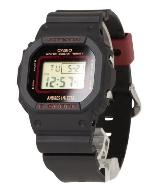 Casio G-Shock 디지털 Andres Iniesta 협업 수지 스트랩 쿼츠 DW-5600AI-1 200M 남성용 시계