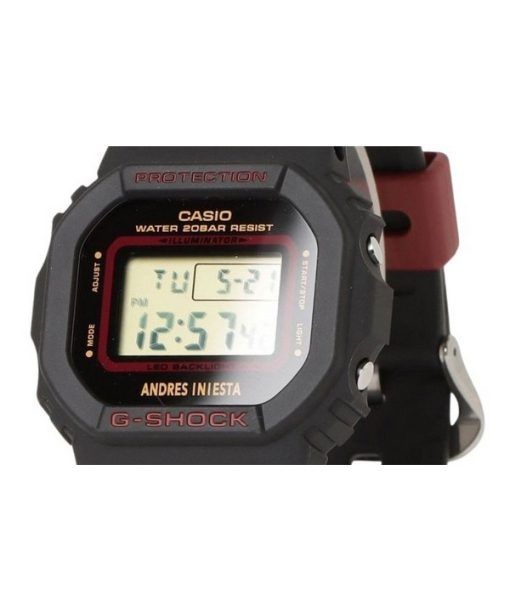 Casio G-Shock 디지털 Andres Iniesta 협업 수지 스트랩 쿼츠 DW-5600AI-1 200M 남성용 시계