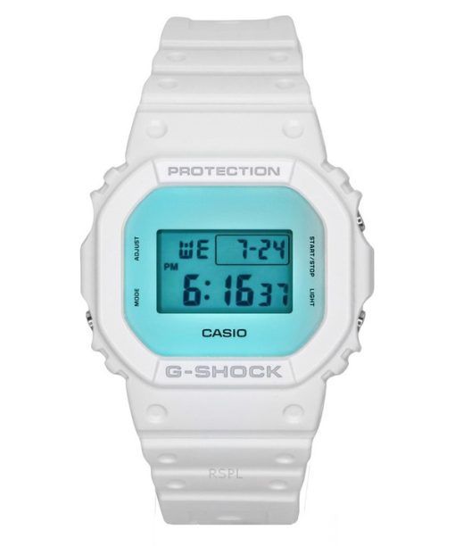 Casio G-Shock 디지털 화이트 레진 스트랩 쿼츠 DW-5600TL-7 200M 남성용 시계