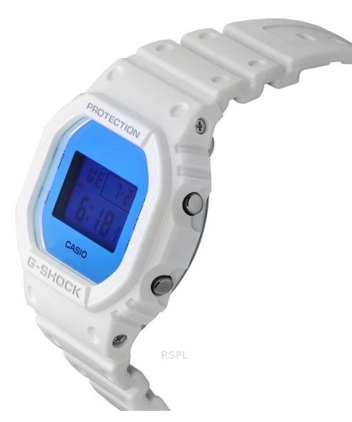 Casio G-Shock 디지털 화이트 레진 스트랩 쿼츠 DW-5600TL-7 200M 남성용 시계