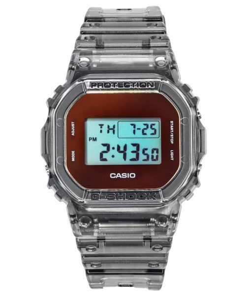 Casio G-Shock 디지털 회색 반투명 수지 스트랩 쿼츠 DW-5600TLS-8 200M 남성용 시계