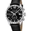 Festina Timeless 크로노그래프 가죽 스트랩 블랙 다이얼 쿼츠 F16760-4 남성용 시계