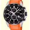 Festina The Originals 크로노그래프 오렌지 러버 스트랩 블랙 다이얼 쿼츠 F20330-4 100M 남성용 시계