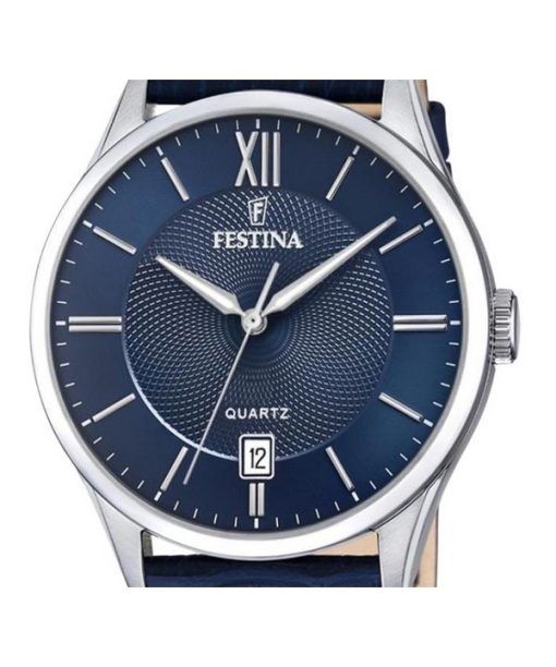 Festina Classics 가죽 스트랩 블루 다이얼 쿼츠 F20426-2 100M 남성용 시계