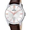 Festina Classics 가죽 스트랩 화이트 다이얼 쿼츠 F20426-4 남성용 시계