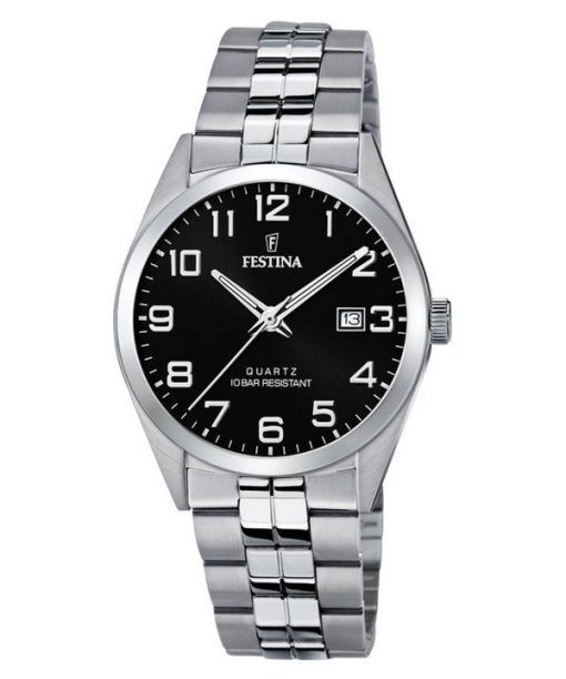 Festina Classics 스테인리스 스틸 블랙 다이얼 쿼츠 F20437-4 100M 남성용 시계