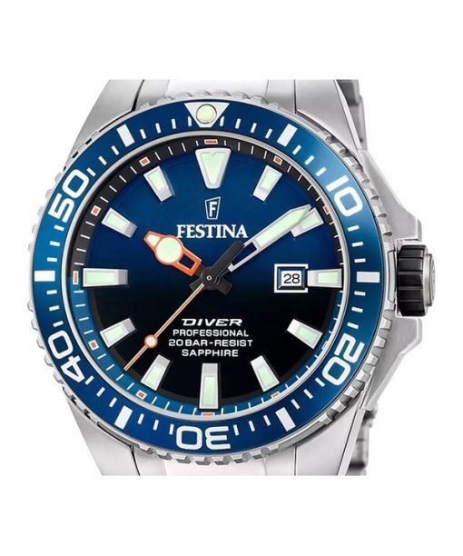 Festina The Originals 스테인리스 스틸 블루 다이얼 쿼츠 다이버 F20663-1 200M 남성용 시계