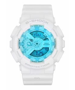 Casio G-Shock 아날로그 디지털 화이트 수지 스트랩 멀티 컬러 다이얼 쿼츠 GA-110TL-7A 200M 남성용 시계