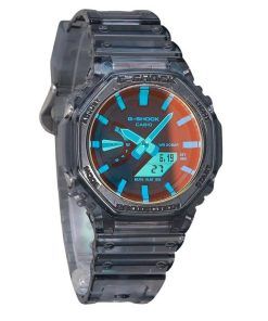 Casio G-Shock 아날로그 디지털 투명 수지 스트랩 멀티 컬러 다이얼 쿼츠 GA-2100TLS-8A 200M 남성용 시계