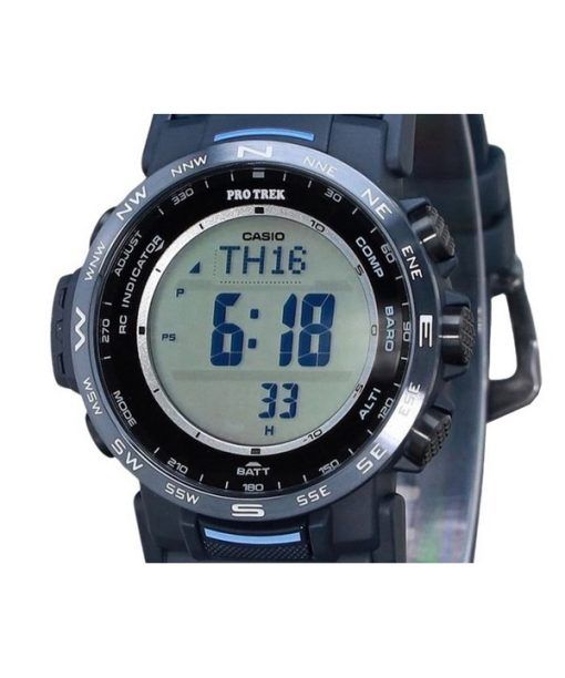 Casio ProTrek Climber Line 디지털 블루 바이오 기반 수지 터프 솔라 PRW-35Y-2 100M 남성용 시계