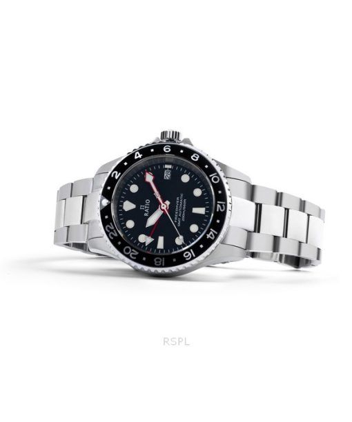 Ratio FreeDiver GMT 시리즈 사파이어 스테인레스 스틸 블랙 다이얼 자동 RTF051 200M 남성용 시계