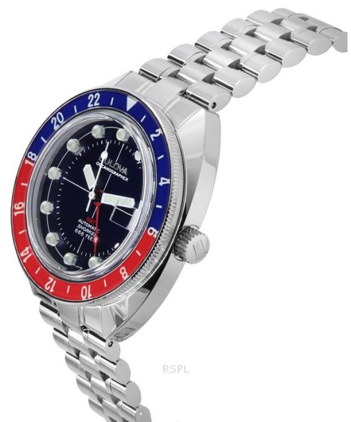 Bulova Oceanographer GMT 스테인리스 스틸 블루 다이얼 자동 다이버 96B405 200M 남성용 시계