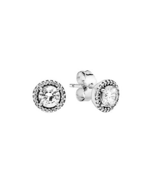 Pandora Timeless Silver Stud Earrings With Clear Cubic Zirconia 296272CZ 여성용