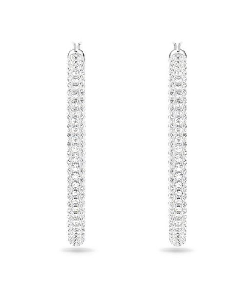 Swarovski Dextera 혼합 투명 크리스털 및 로듐 도금 후프 귀걸이 5389432 여성용