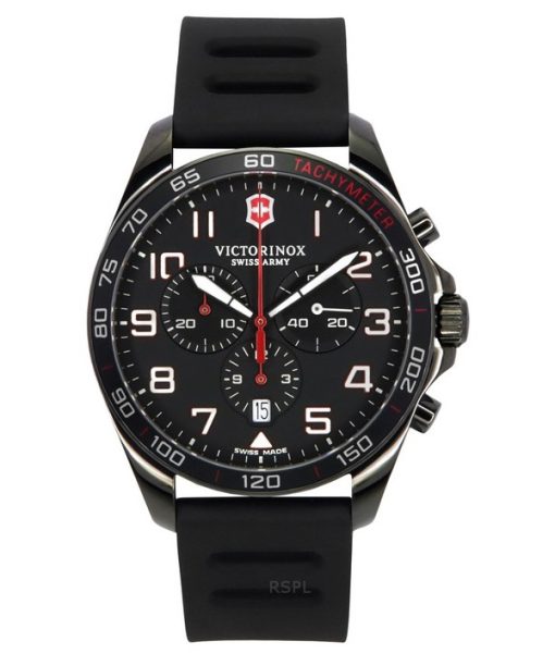 Victorinox Swiss Army Fieldforce Sport 크로노그래프 고무 스트랩 블랙 다이얼 쿼츠 241889 100M 남성용 시계