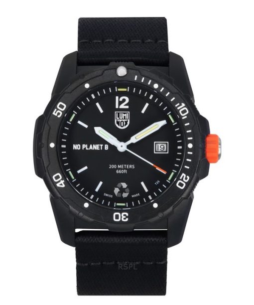 Luminox Bear Grylls Survival ECO NO PLANET B 재활용 플라스틱 스트랩 쿼츠 다이버 XB.3722.ECO 200M 남성용 시계