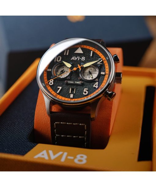 AVI-8 Hawker Hurricane Carey Dual Time Imperial War Museums Edition 블랙 다이얼 쿼츠 AV-4088-07 남성용 시계