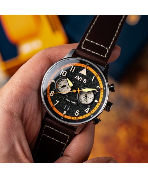 AVI-8 Hawker Hurricane Carey Dual Time Imperial War Museums Edition 블랙 다이얼 쿼츠 AV-4088-07 남성용 시계