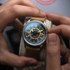 AVI-8 Flyboy Wingman Worldtimer GMT Atlantic Blue 다이얼 자동 AV-4120-01 남성용 시계(추가 스트랩 포함)