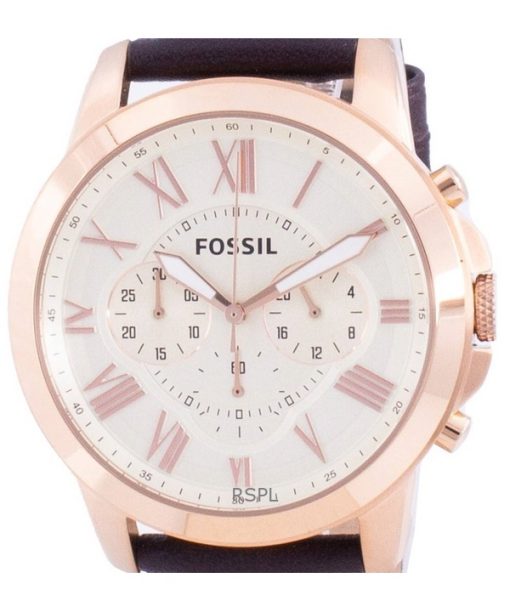 재생품 Fossil Grant 크로노그래프 브라운 가죽 쿼츠 FS4991IE 남성용 시계