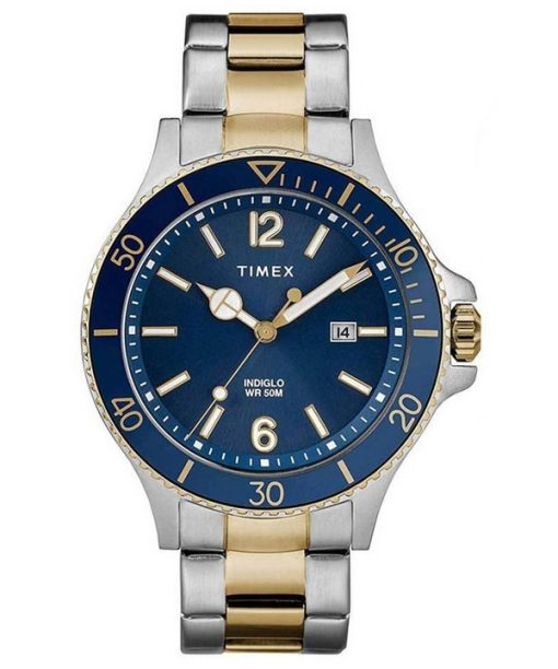 재생 Timex Harborside 블루 다이얼 투톤 스테인리스 스틸 쿼츠 TWG019600 남성용 시계