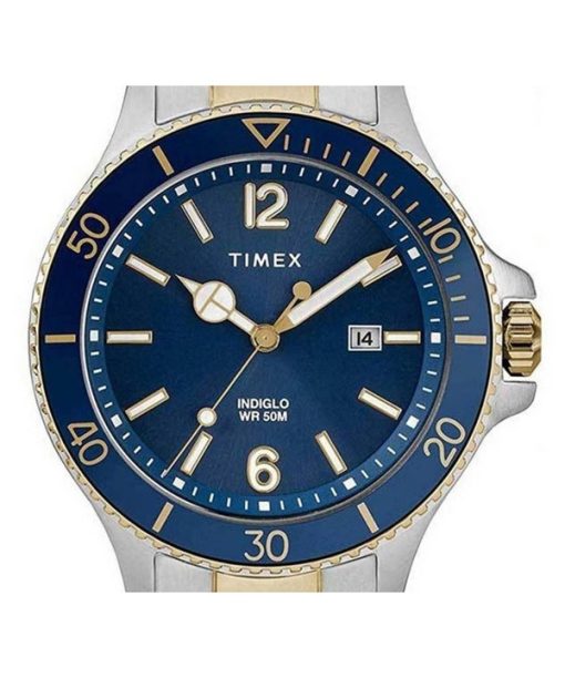 재생 Timex Harborside 블루 다이얼 투톤 스테인리스 스틸 쿼츠 TWG019600 남성용 시계