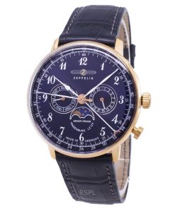 재생품 Zeppelin LZ 129 Hindenburg Blue Dial Germany Made Quartz 70383 남성용 시계