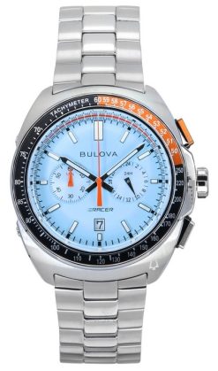 Bulova Racer 크로노그래프 스테인리스 스틸 블루 다이얼 쿼츠 98B432 100M 남성용 시계