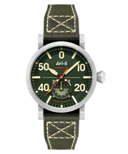 AVI-8 Dambuster Chadwick Meca-Quartz Forest Green Leather Strap Green Dial AV-4113-02 남성용 시계