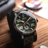 AVI-8 Dambuster Chadwick Meca-Quartz Forest Green Leather Strap Green Dial AV-4113-02 남성용 시계