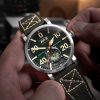 AVI-8 Dambuster Chadwick Meca-Quartz Forest Green Leather Strap Green Dial AV-4113-02 남성용 시계