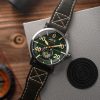 AVI-8 Dambuster Chadwick Meca-Quartz Forest Green Leather Strap Green Dial AV-4113-02 남성용 시계