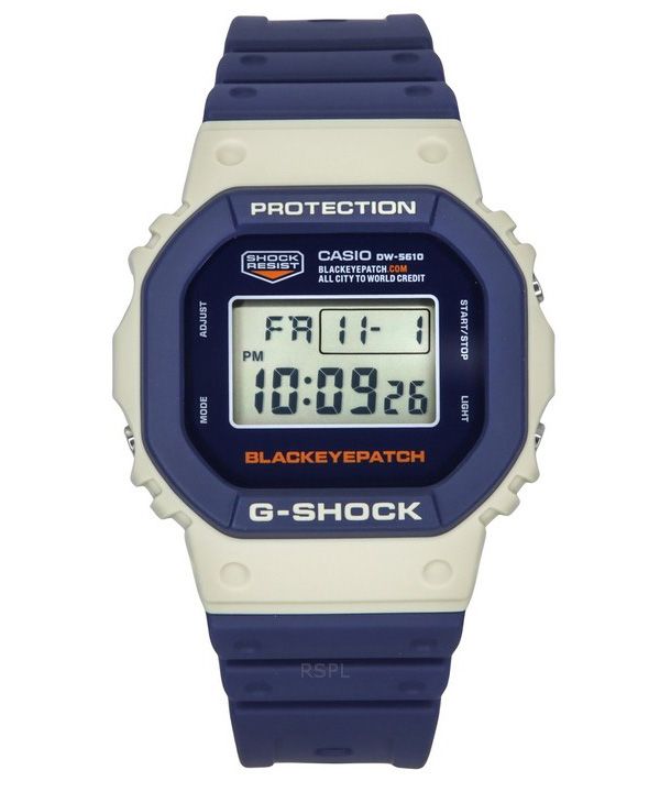 카시오 G-Shock 디지털 블랙아이패치 콜라보레이션 바이오 기반 수지 스트랩 쿼츠 DW-5610BEP-2 200M 남성용 시계