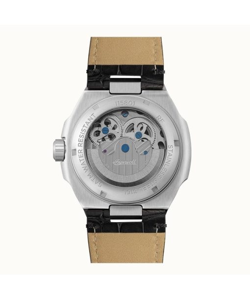 Ingersoll The Spirit Moon Phase 가죽 스트랩 블랙 스켈레톤 다이얼 자동 I15801 남성용 시계