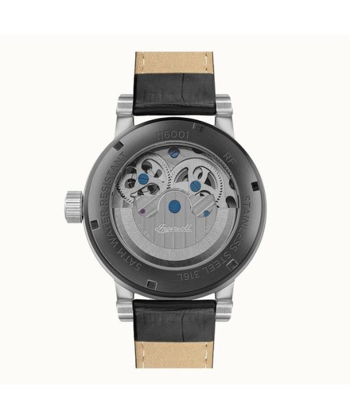 Ingersoll The Arc Moon Phase 가죽 스트랩 블랙 스켈레톤 다이얼 자동 I16001 남성용 시계