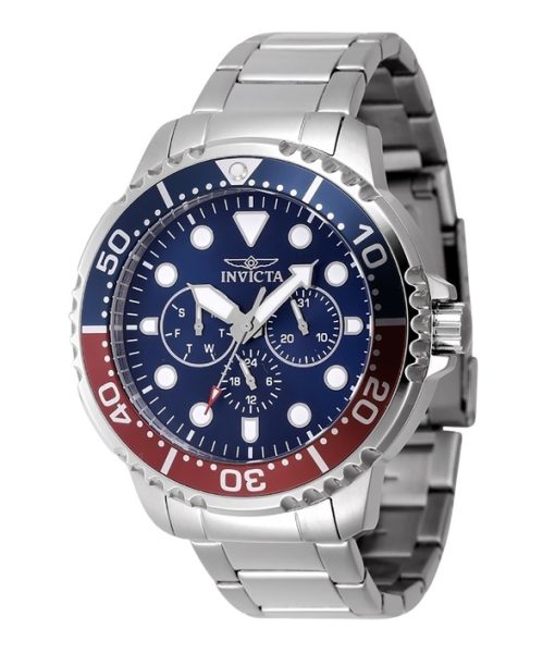 Invicta Pro Diver 스테인리스 스틸 블루 및 레드 펩시 베젤 블루 다이얼 쿼츠 47227 남성용 시계