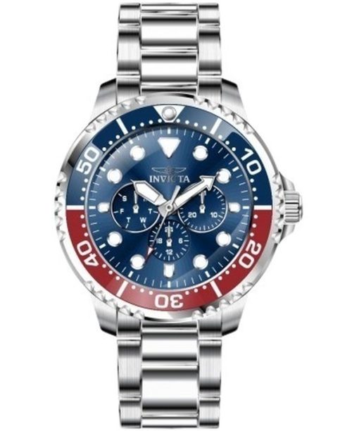 Invicta Pro Diver 스테인리스 스틸 블루 및 레드 펩시 베젤 블루 다이얼 쿼츠 47227 남성용 시계