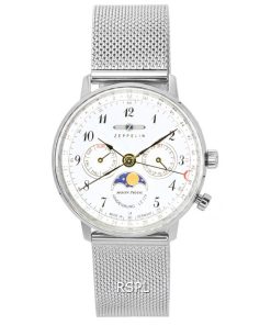 Zeppelin LZ129 Hindenburg Moonphase 실버 다이얼 쿼츠 7037M1 여성용 시계