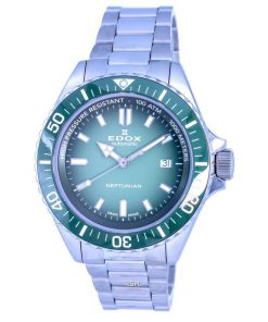 Edox SkyDiver 다이버&#39,s 스테인레스 스틸 Green 다이얼 오토매틱 801203VMVDN1 1000M 남성용 시계