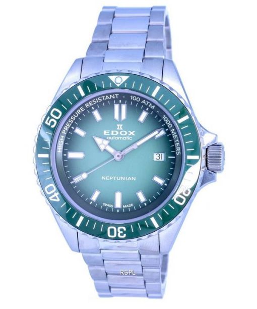 Edox SkyDiver 다이버&#39,s 스테인레스 스틸 Green 다이얼 오토매틱 801203VMVDN1 1000M 남성용 시계