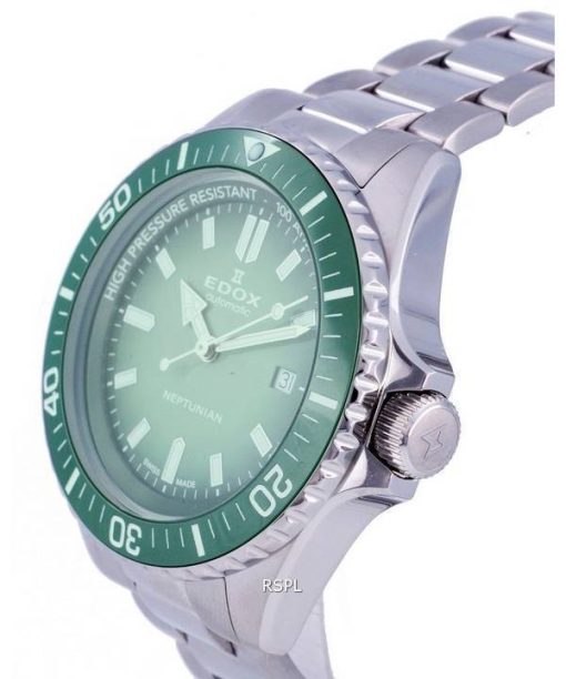 Edox SkyDiver 다이버&#39,s 스테인레스 스틸 Green 다이얼 오토매틱 801203VMVDN1 1000M 남성용 시계