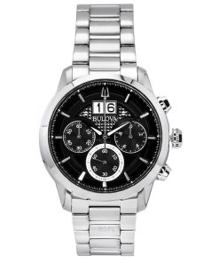 Bulova Sutton Big Date 크로노그래프 스테인리스 스틸 블랙 다이얼 쿼츠 96B319 남성용 시계