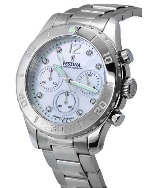 Festina Boyfriend 크로노그래프 실버 다이얼 쿼츠 F20603-1 F206031 100M 여성용 시계