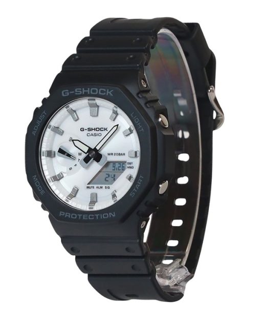 카시오 G-Shock 아날로그 디지털 바이오 기반 수지 스트랩 화이트 다이얼 쿼츠 GA-2100WD-1A 200M 남성용 시계