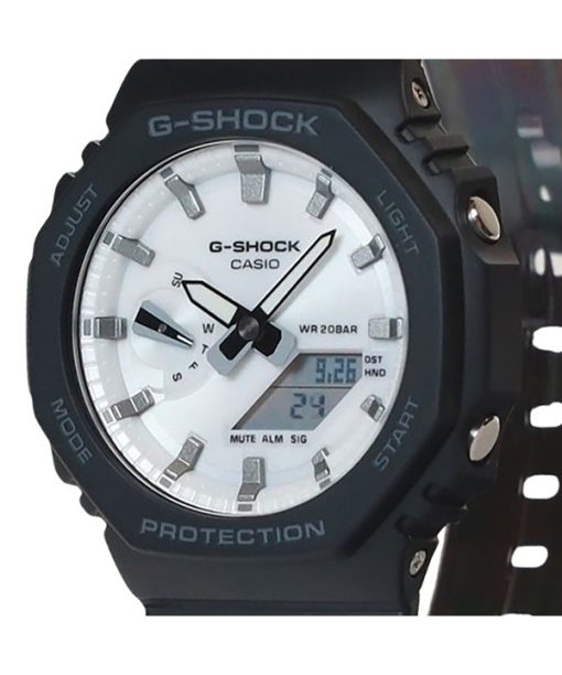 카시오 G-Shock 아날로그 디지털 바이오 기반 수지 스트랩 화이트 다이얼 쿼츠 GA-2100WD-1A 200M 남성용 시계